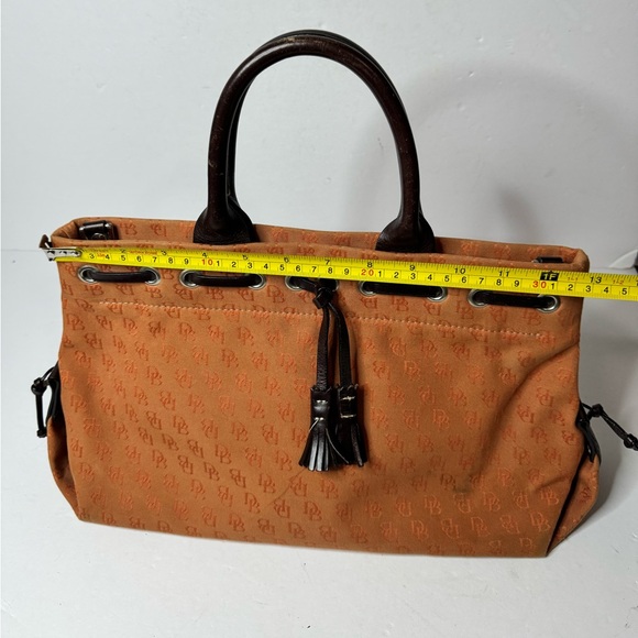 Dooney & Bourke Tassel Signature Monogram Tote Satchel Bag Orange - Picture 12 of 14